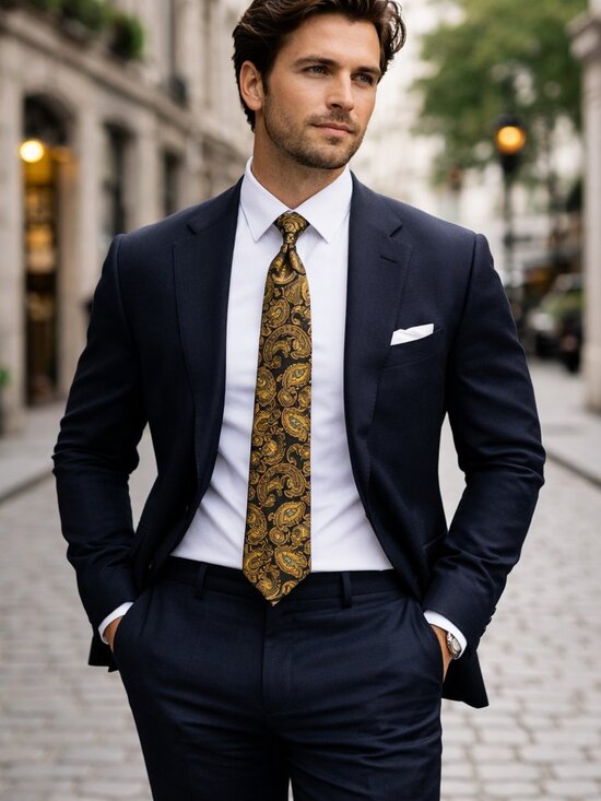 Robert Talbott Best Of Class Tie 57 Robert Talbott Best of Class Silk Tie Made in England Gold Paisley Luxury